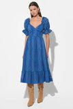 Betsey Puff Sleeve Jacquard Striped Maxi Dress
