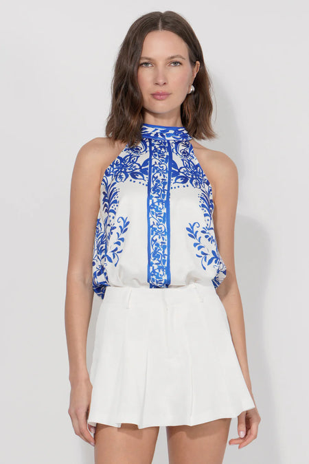 Halter Pleated Satin Top