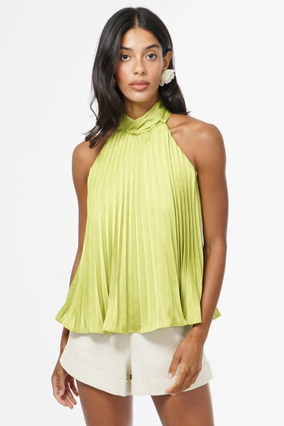 Halter Pleated Satin Top