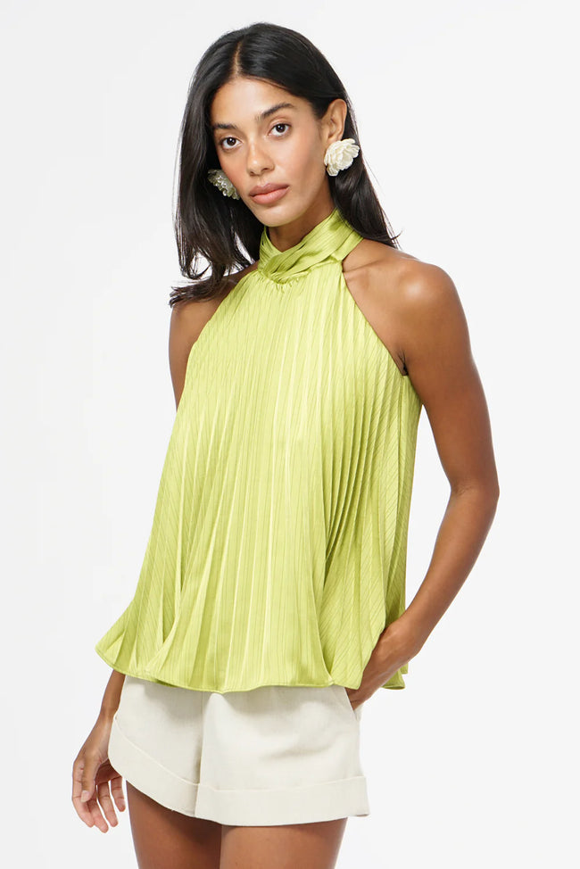 Halter Pleated Satin Top