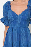 Betsey Puff Sleeve Jacquard Striped Maxi Dress