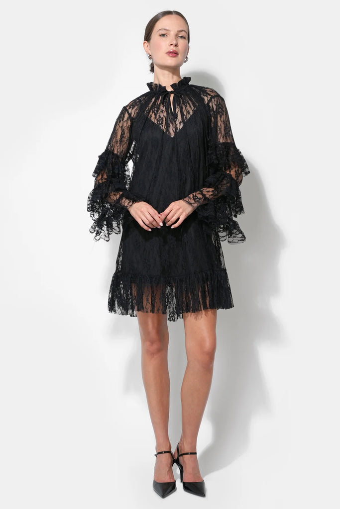 Lorena Lace Ruffled Shift Dress Canvas Lorena Lace Ruffled Shift Dress Canvas