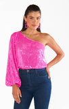 Party Top - Bright Pink Sequins