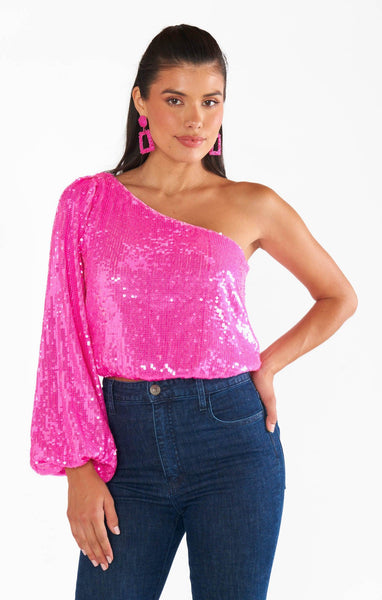 Party Top - Bright Pink Sequins