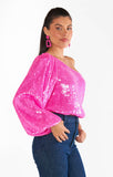 Party Top - Bright Pink Sequins