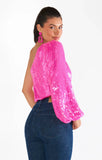 Party Top - Bright Pink Sequins