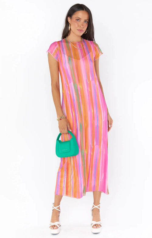 Molly Midi Dress - Sunrise Stripe Mesh