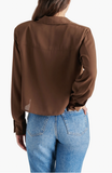 Noelle Tie Neck Shirt - Brown