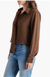 Noelle Tie Neck Shirt - Brown