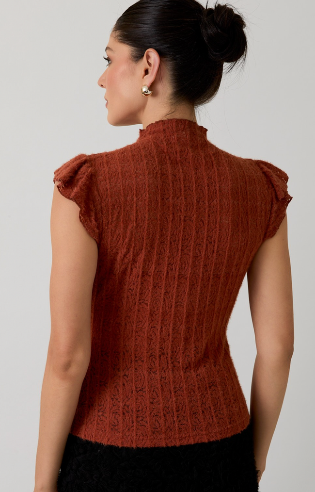 Sandra Mock Neck Lace Top