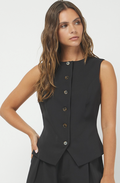 Donna Button Down Sleeveless Vest