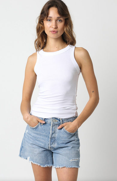 Macy Ribbed Fitted Scoop Neck Tank Top
