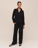 Long Sleeve Shirt With Lace Inset - Black