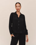 Long Sleeve Shirt With Lace Inset - Black