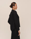 Long Sleeve Shirt With Lace Inset - Black