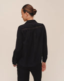 Long Sleeve Shirt With Lace Inset - Black