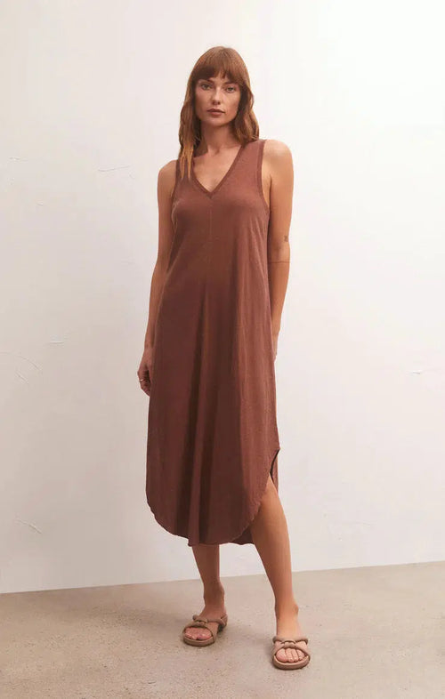 The Reverie Slub Dress - Dark Rosewood