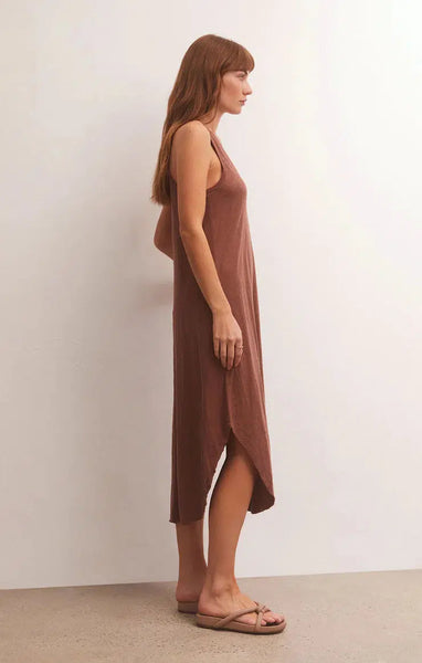 The Reverie Slub Dress - Dark Rosewood