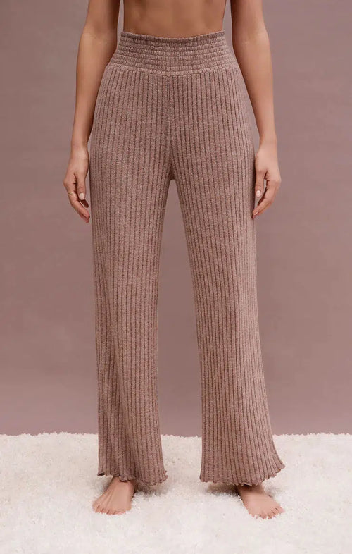 Dawn Smocked Rib Pant - Maple Heather