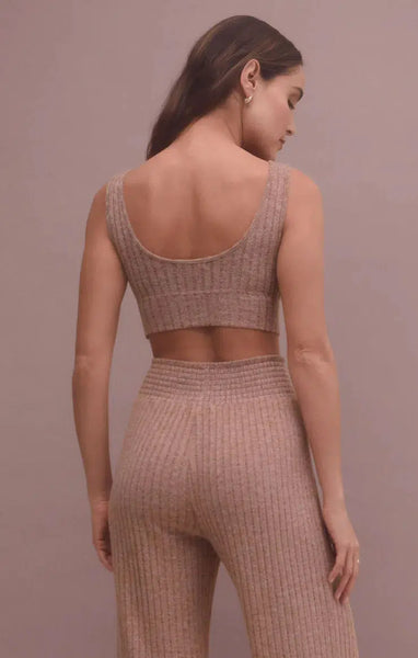 Zoe Rib Tank Bra - Maple Heather