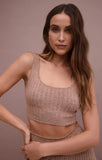 Zoe Rib Tank Bra - Maple Heather