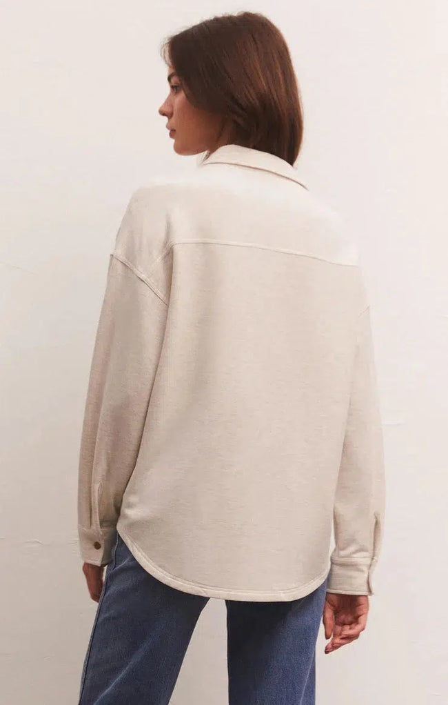 WFH Modal Shirt Jacket - Light Oatmeal