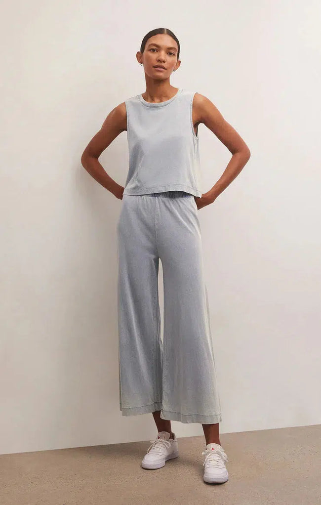 Sloane Jersey Denim Muscle Tank - Washed Indigo