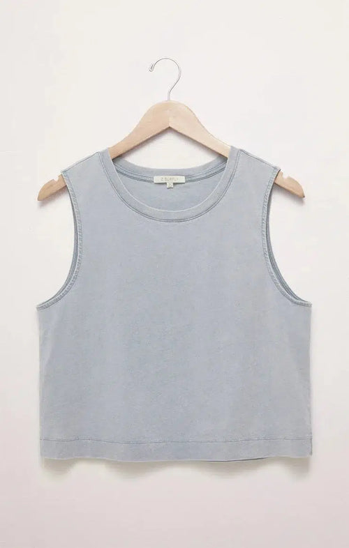 Sloane Jersey Denim Muscle Tank - Washed Indigo