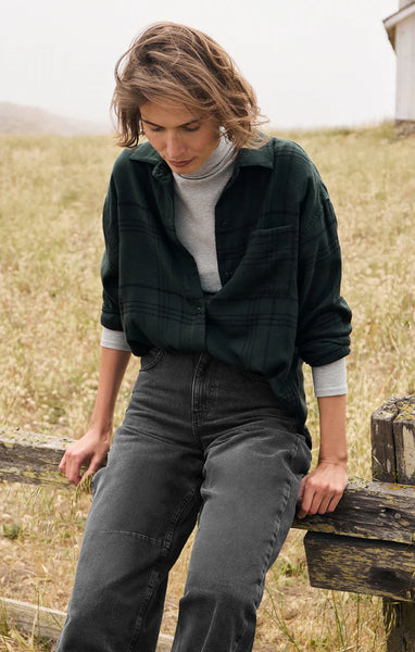 River Plaid Button Up = Cypress Green