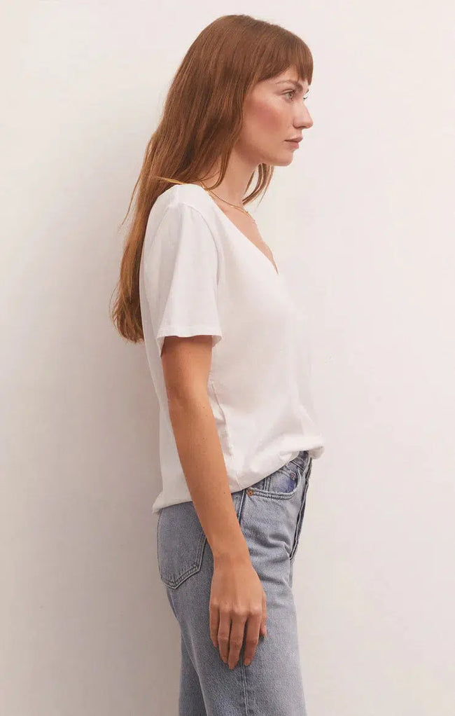 Girlfriend V-Neck Tee - White