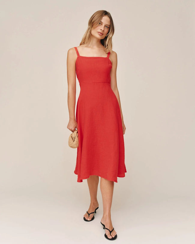 Apron Midi Dress - Scarlet Sand