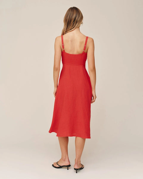 Apron Midi Dress - Scarlet Sand