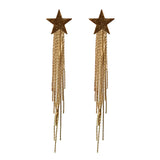Gold Shooting Star Duster Drop Statement Earrings