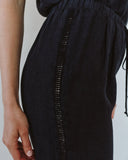 Beach Pant With Lattice Stripe - Black