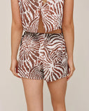 Beach Short With Beaded Ties - Abstract Shell Print