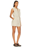 Zip Front Romper - Linen Sand