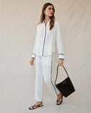 Contrast Trim Shirt - Off White