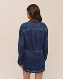 Crop Zip Up Barn Jacket - Dark Rinse Wash