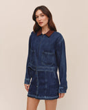 Crop Zip Up Barn Jacket - Dark Rinse Wash