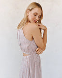 Cut Out Back Midi Halter Dress - Sunwashed Check