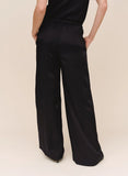 Double Pleat Wide Leg With Elastic Back - Black