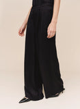 Double Pleat Wide Leg With Elastic Back - Black