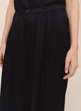 Double Pleat Wide Leg With Elastic Back - Black