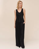 Double Pleat Wide Leg With Elastic Back - Black