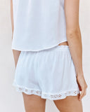 Embroidery Trimmed Short - White