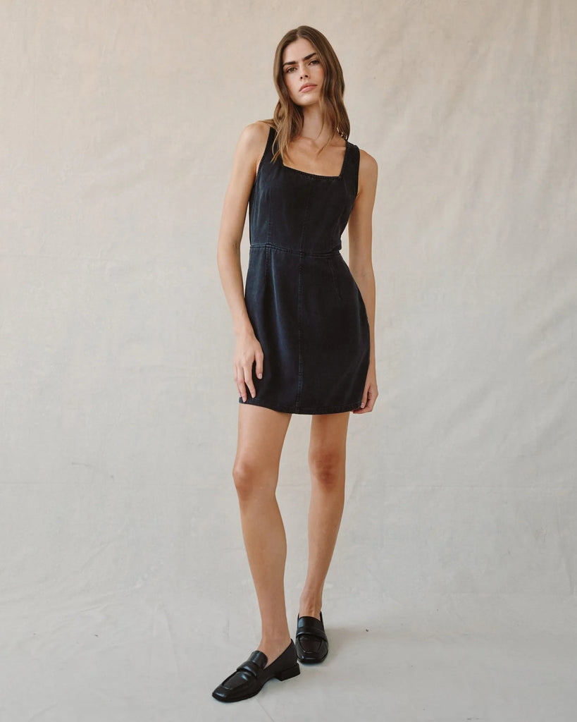 Fitted Mini Dress - Dark Graphite Wash Canvas Fitted Mini Dress - Dark Graphite Wash Canvas