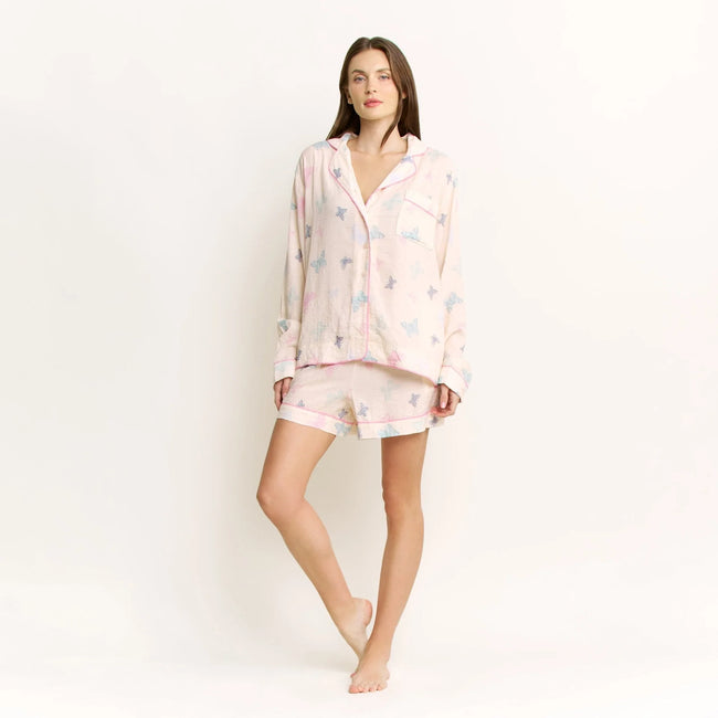 Good Life Long Sleeve Shortie PJ Set in Budding Butterflies