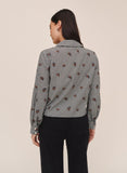 Long Sleeve Crop Button Down - Micro Floral Gingham