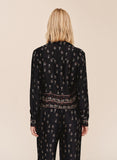 Long Sleeve Crop Shirt - Floral Border Print