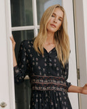 Long Sleeve Crop Shirt - Floral Border Print